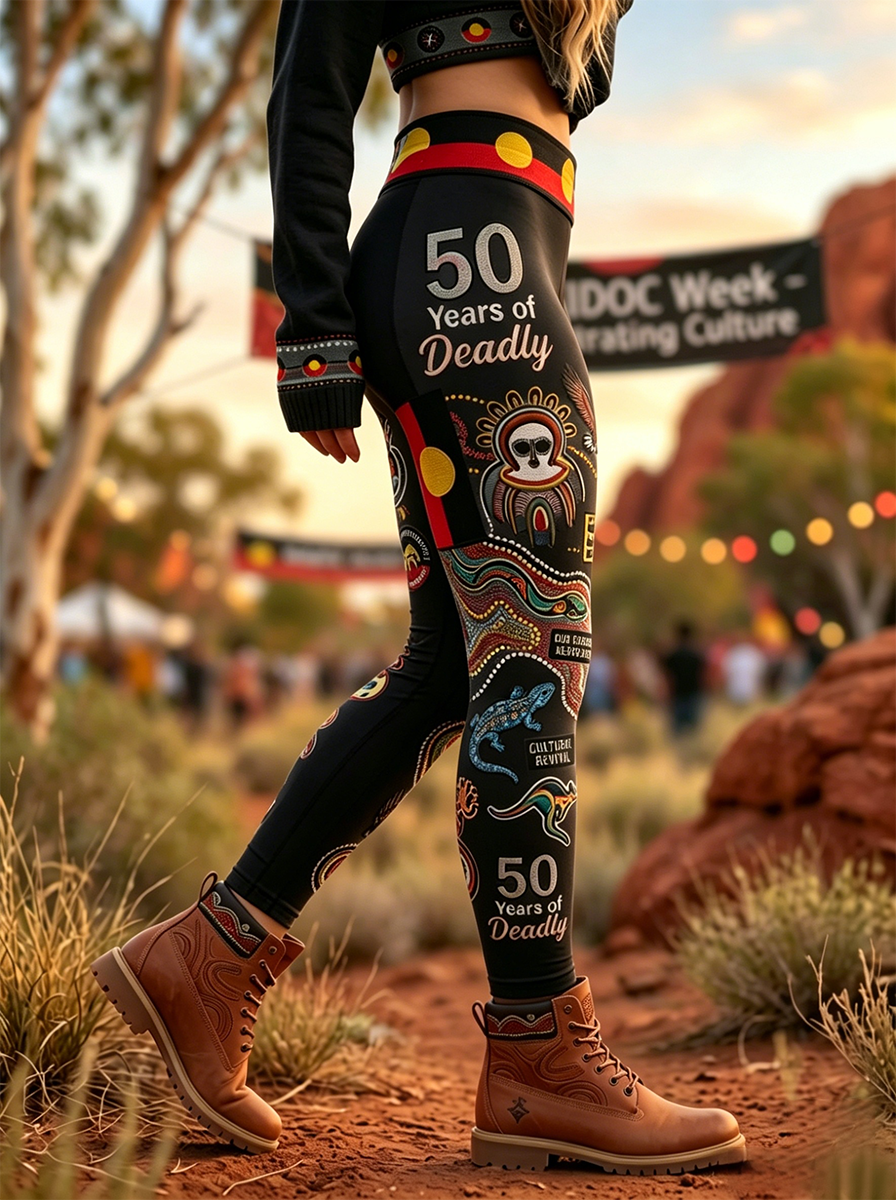 Women's AU Aboriginal Art NAIDOC Week Printed Sports Stretch Leggings