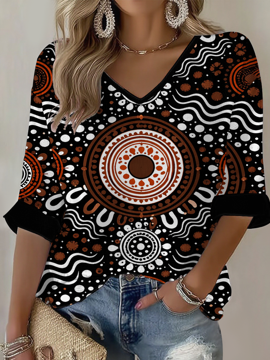 Women's AU Aboriginal Culture Printed Waffle T-shirt