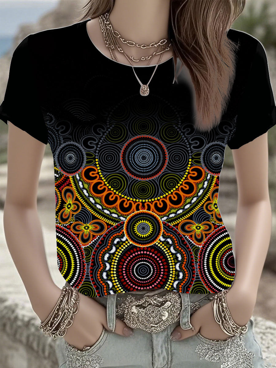 Women's AU Aboriginal Culture Printed short-sleeved T-shirt