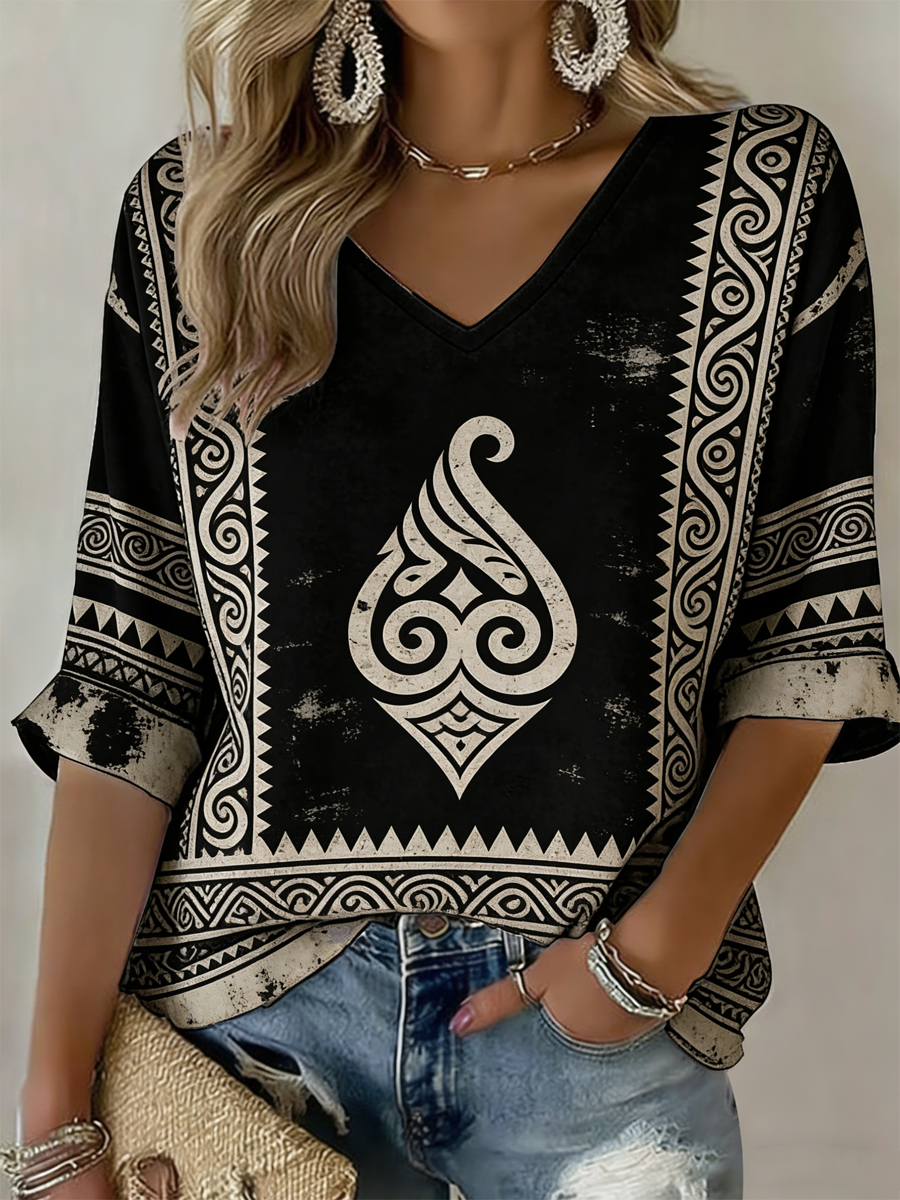 Women's Maori Art NZ Printed short-sleeved T-shirt