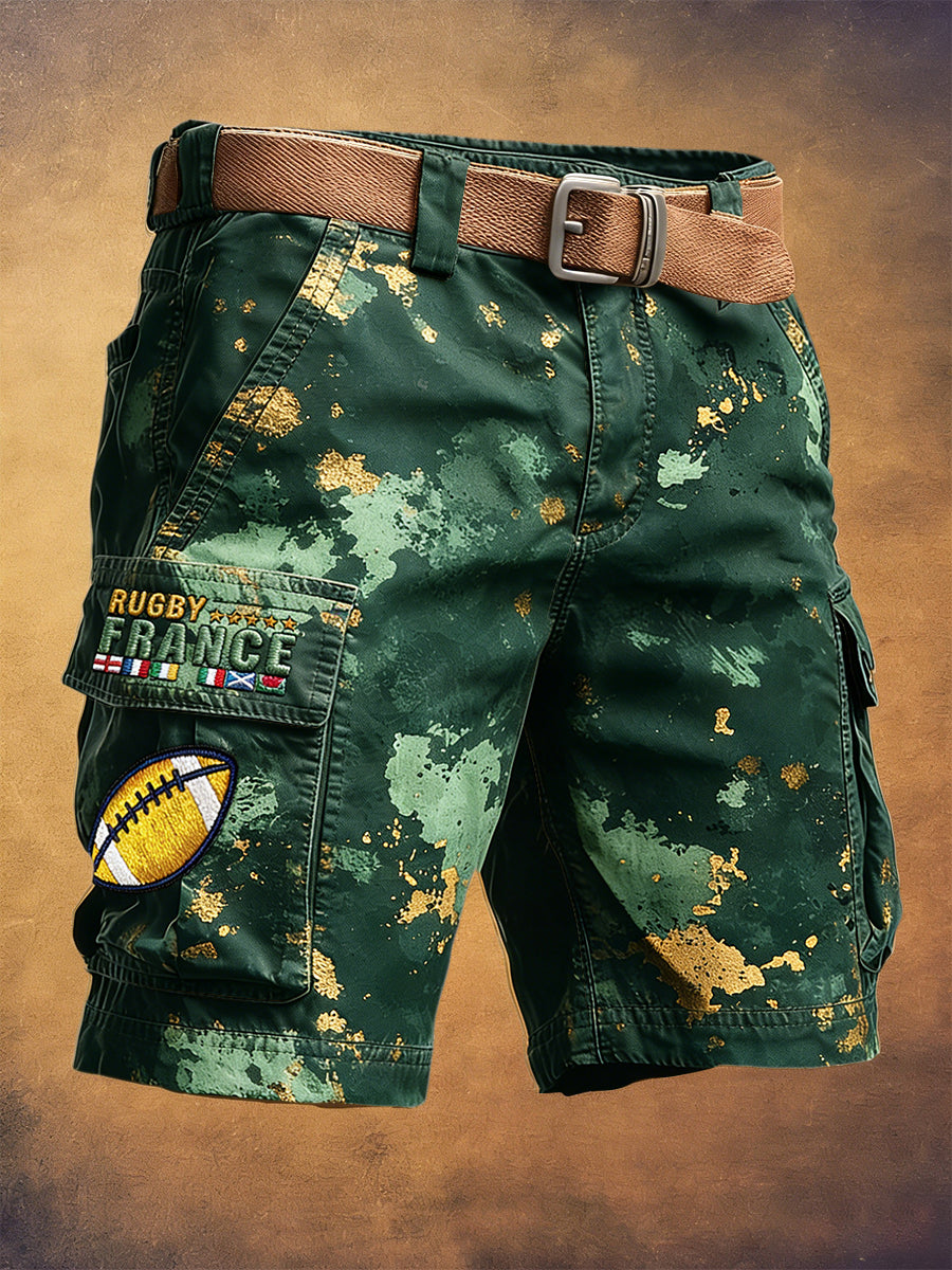 Shorts de travail décontractés pour homme, France Rugby Six Nations, imprimé graffiti vert