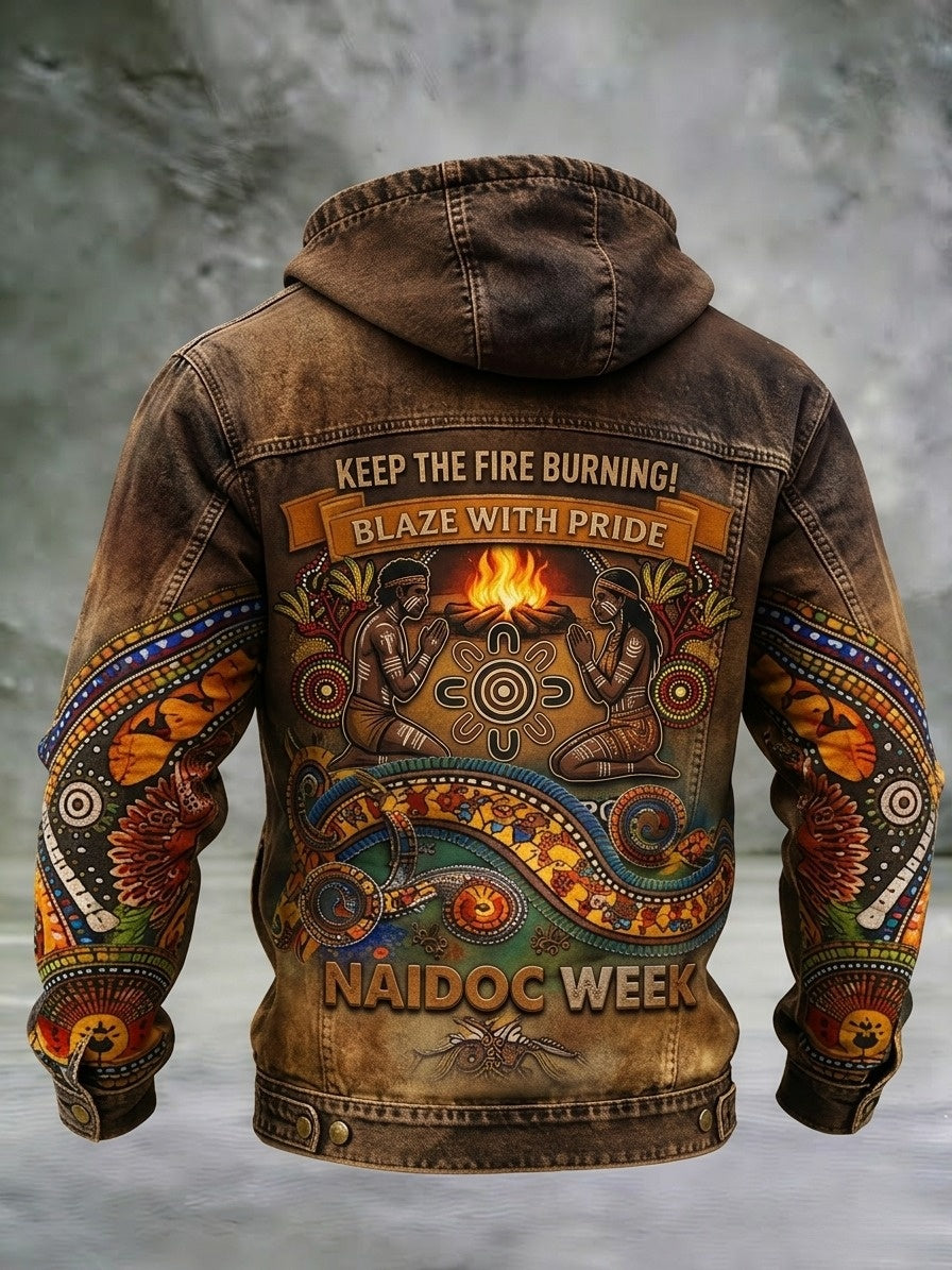 Men's AU Aboriginal Culture Printed Casual Long-Sleeve Hooded Sweatshirt