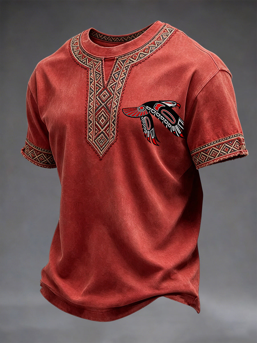 Retro Native American Eagle Totem Casual T-Shirt