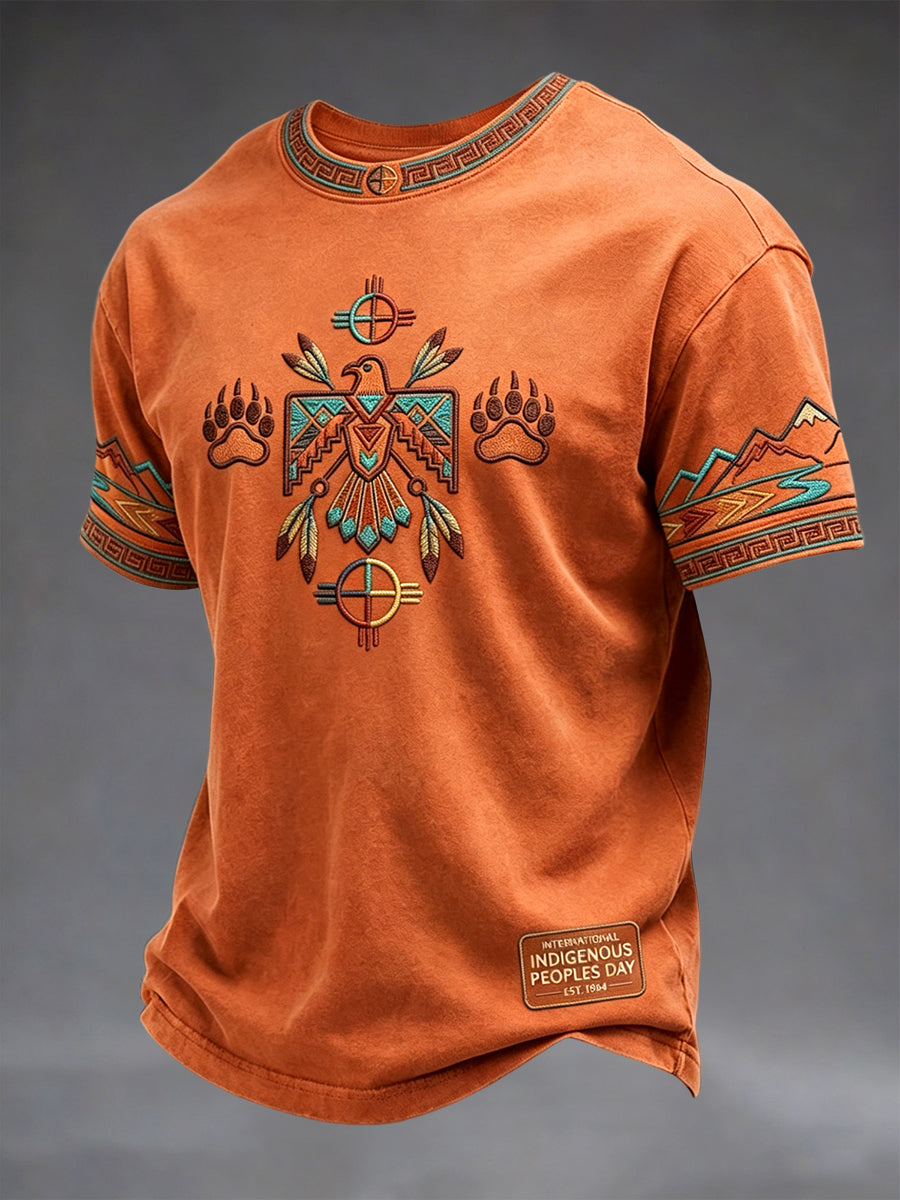 Vintage Native American Geometric Eagle Totem Casual T-Shirt