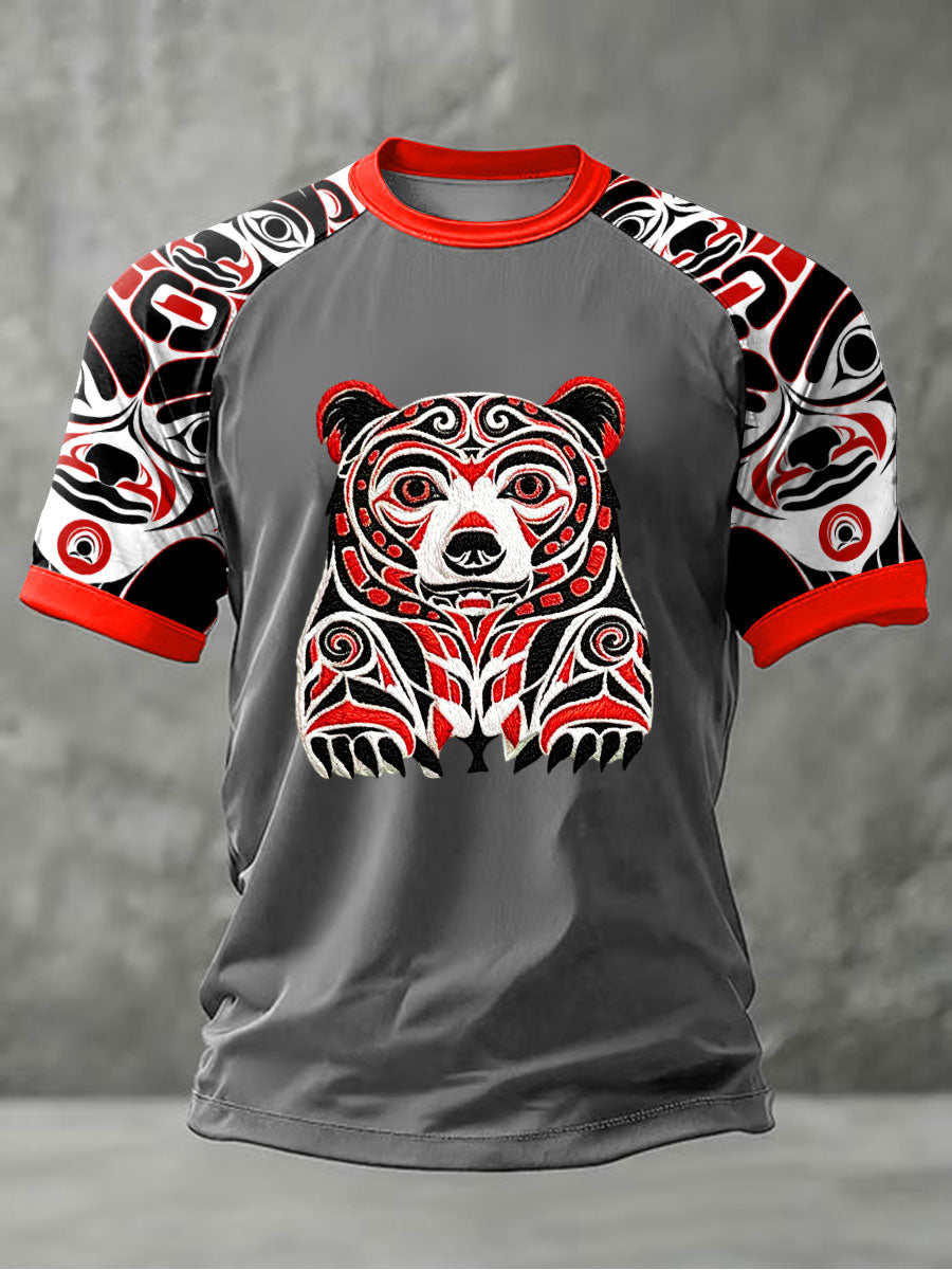 Men's Indigenous Totem Art Casual T-Shirt