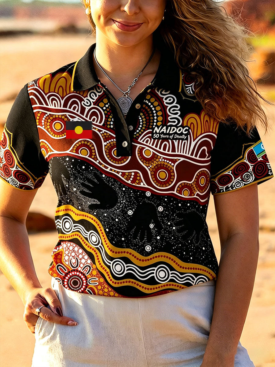 Women's AU Aboriginal Culture 50 Years of Deadly NAIDOC WEEK Printed Casual Tops