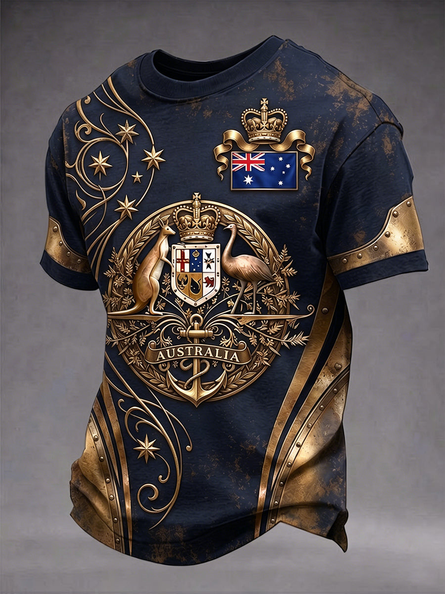 Men's Retro Australian Flag Art Print Short Sleeve T-shirt