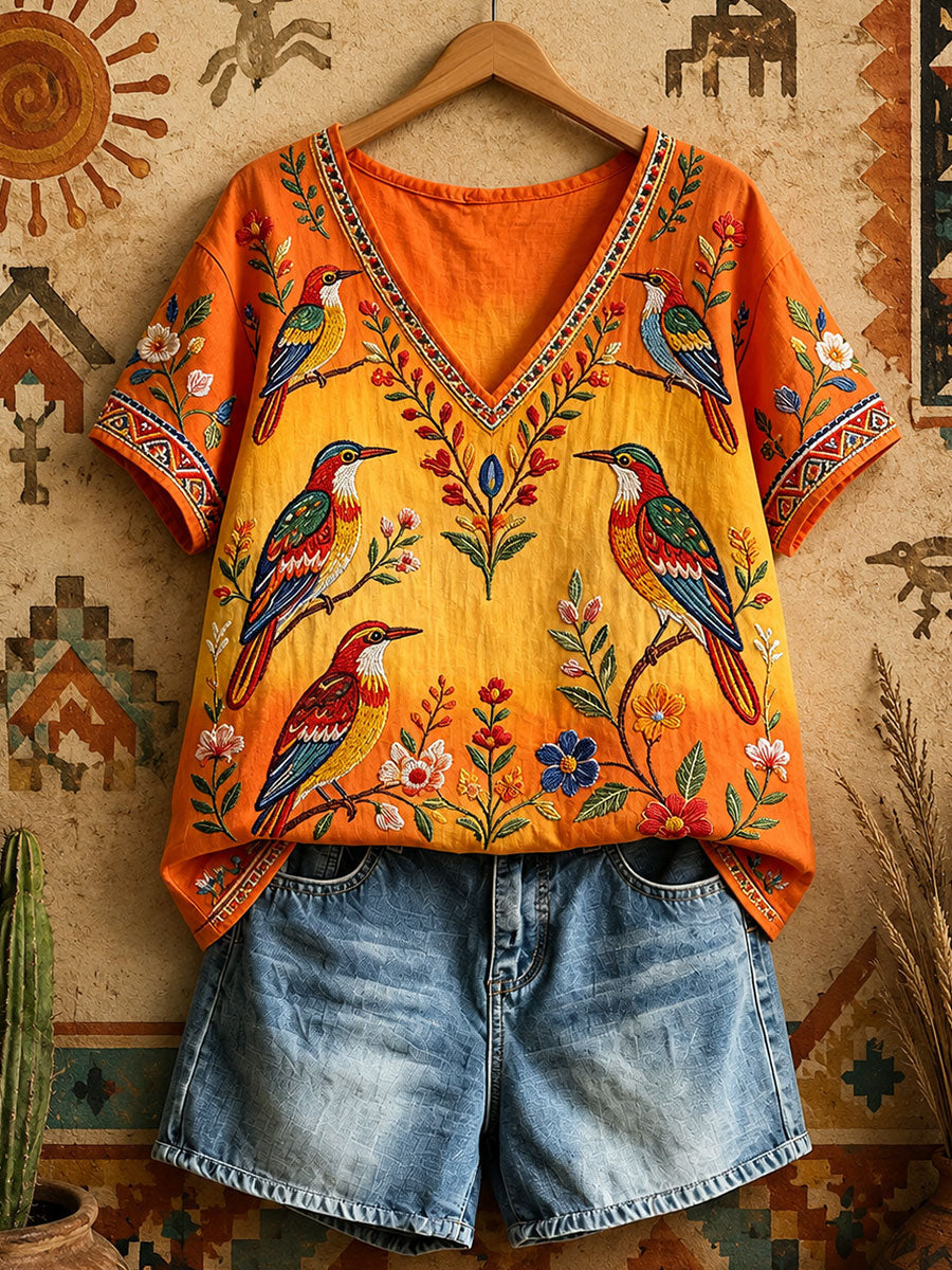 Women's Native Art V-Neck Tops