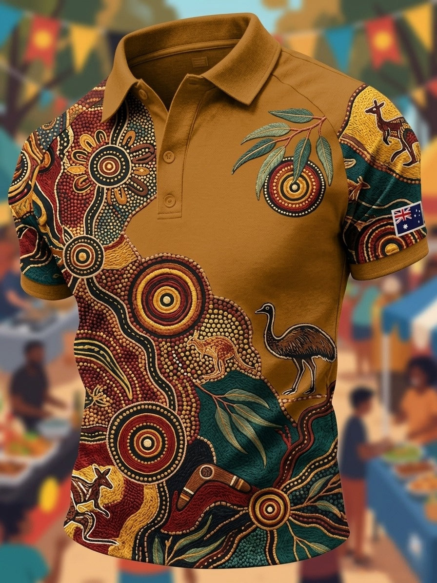 Men's AU Aboriginal Culture Printed Polo Shirt