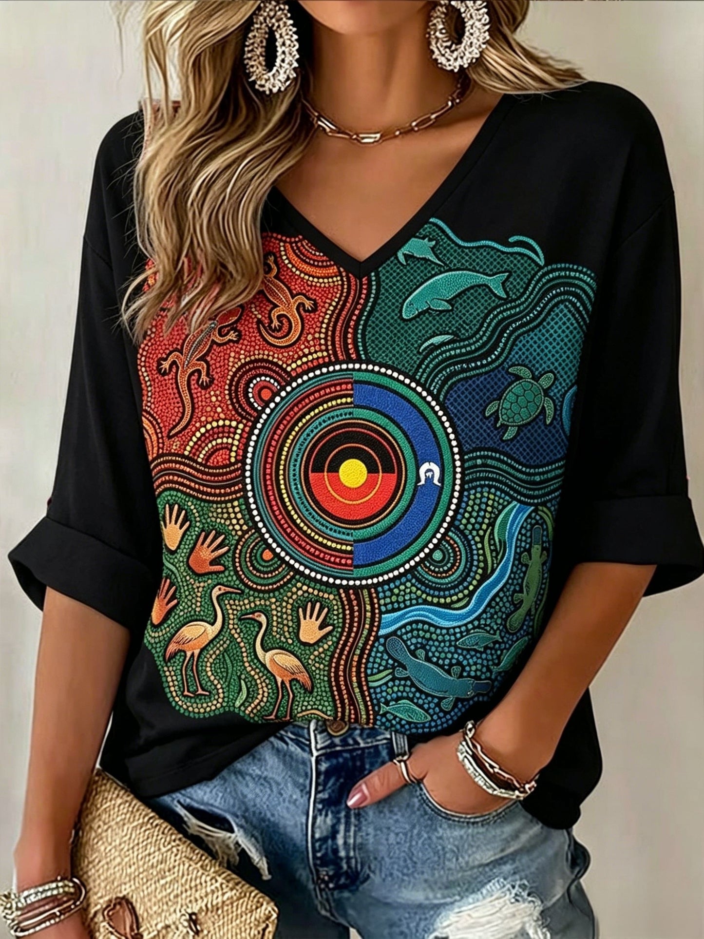 Women's AU Aboriginal Art NAIDOC Week Printed Top