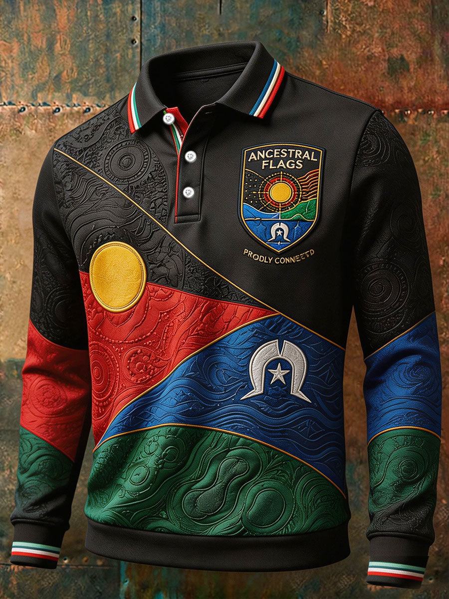 Men's Australian Aboriginal Culture Art Printed Casual Tops