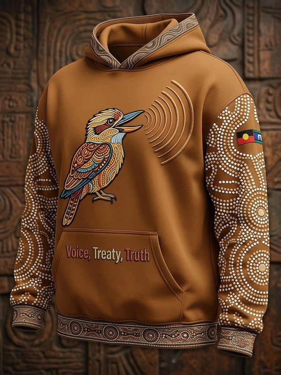 Men's Retro Australian NAIDOC Week Art Printed Long-Sleeve Hoodie