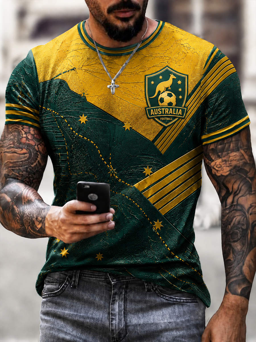 Men's Australian football print short sleeves t-shirt