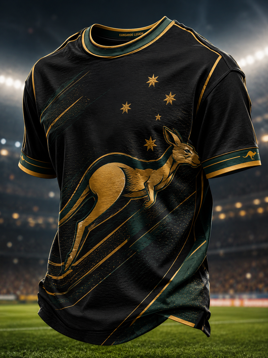 Men's Australian football print short sleeves t-shirt