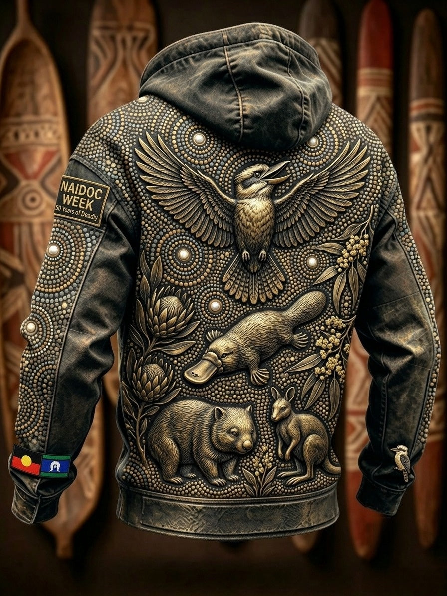 Men's AU Aboriginal Culture Long-Sleeve Zipper Hooded Jacket