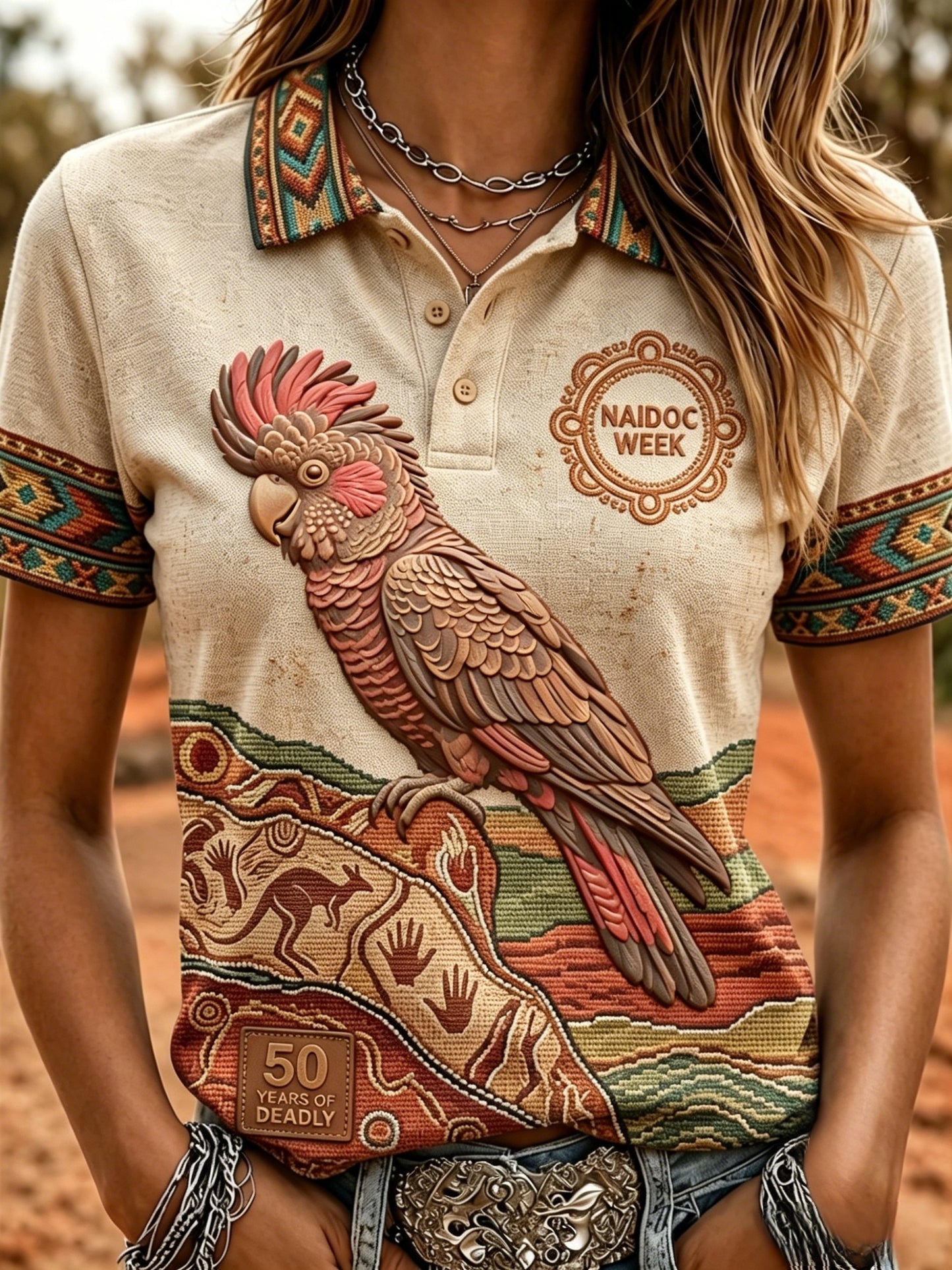 Women's Australia Naidoc Week Cockatoo Polo T-Shirt