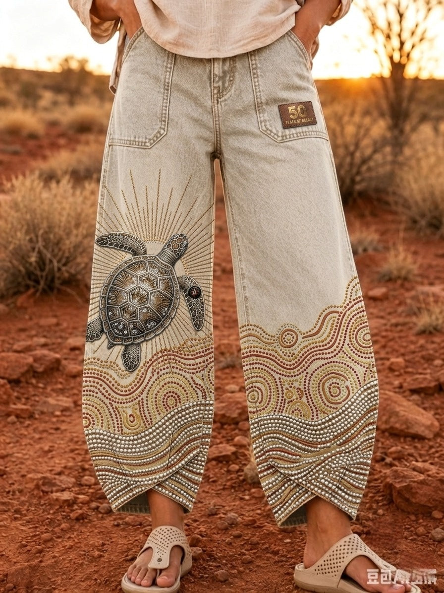 Women's Naidoc Week Art Print Flared Trousers