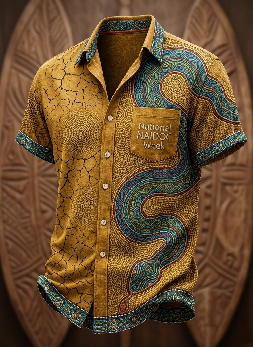Men's AU Aboriginal Culture Printed Short-Sleeve Shirt