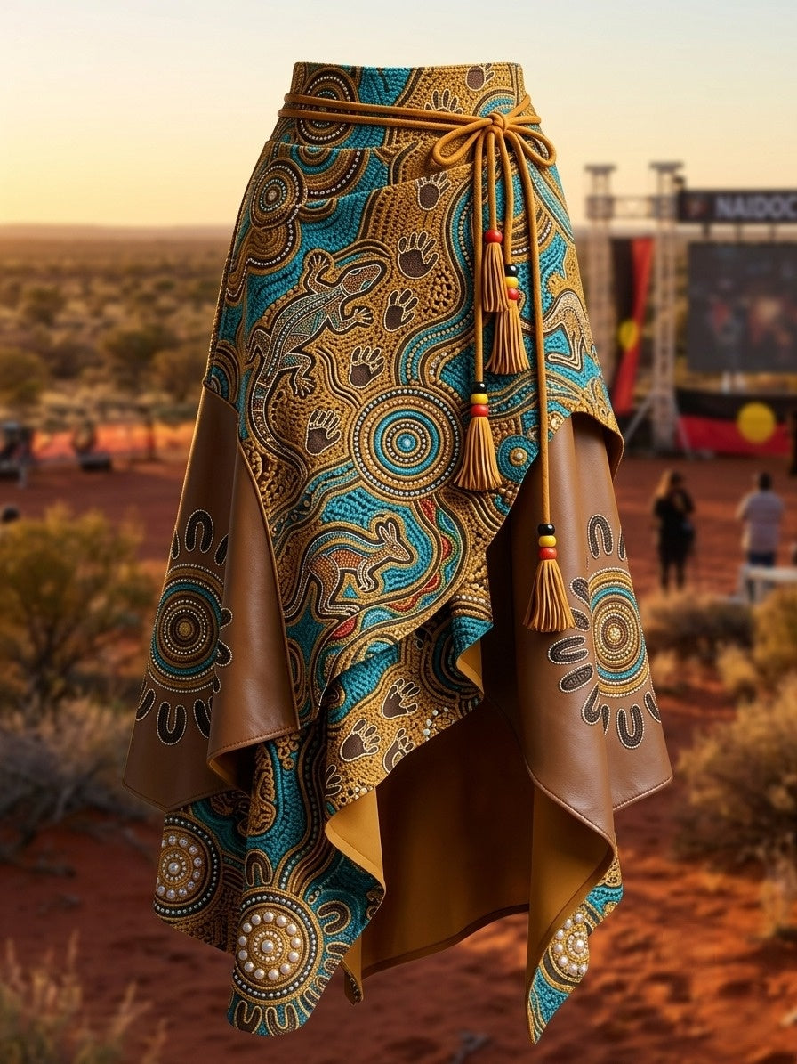 Women's Australia Naidoc Week Art Printed Irregular Skirt