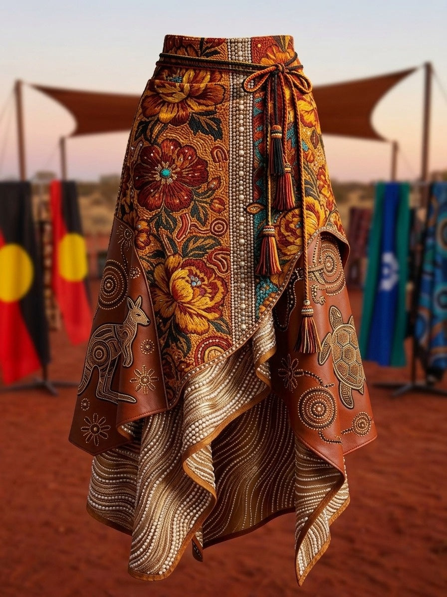 Women's Australia Naidoc Week Art Printed Irregular Skirt