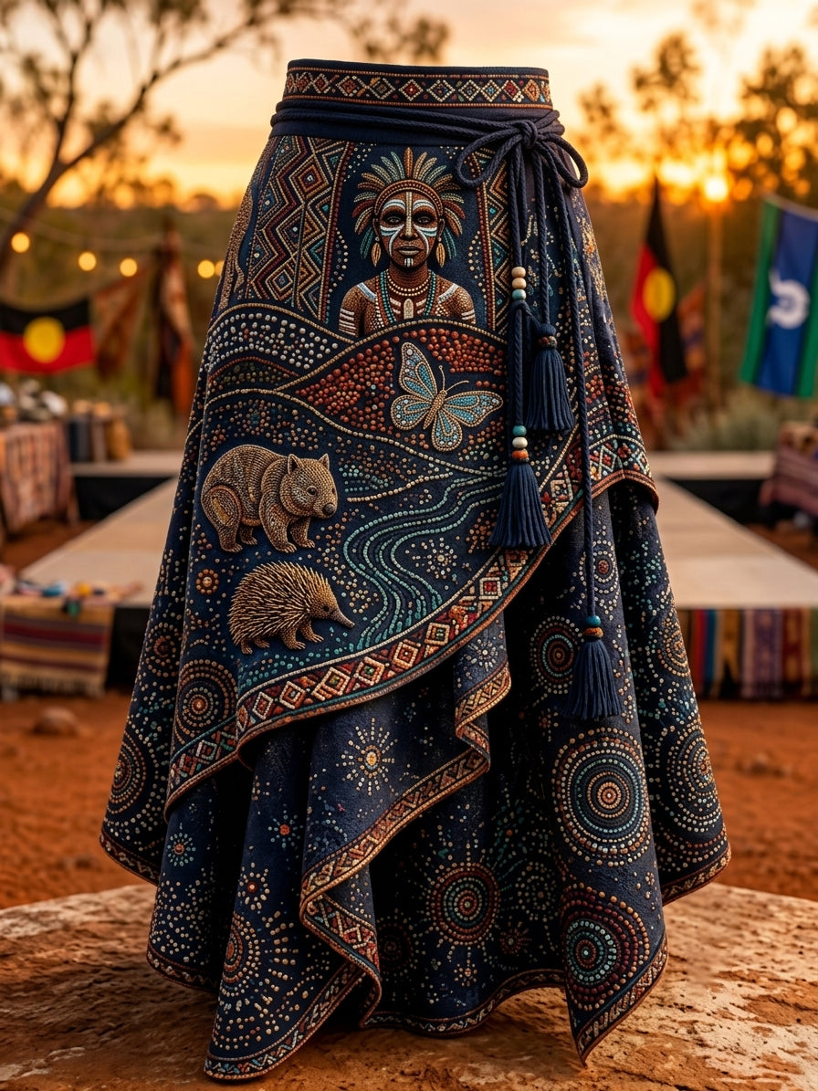 Women's Australia Naidoc Week Art Printed Irregular Skirt