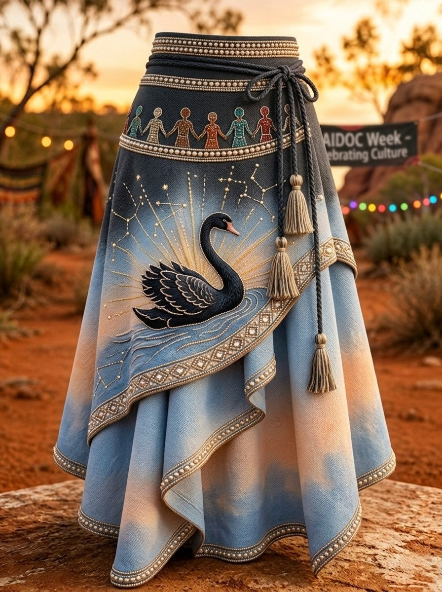 Women's AU Aboriginal Culture Printed Irregular Skirt