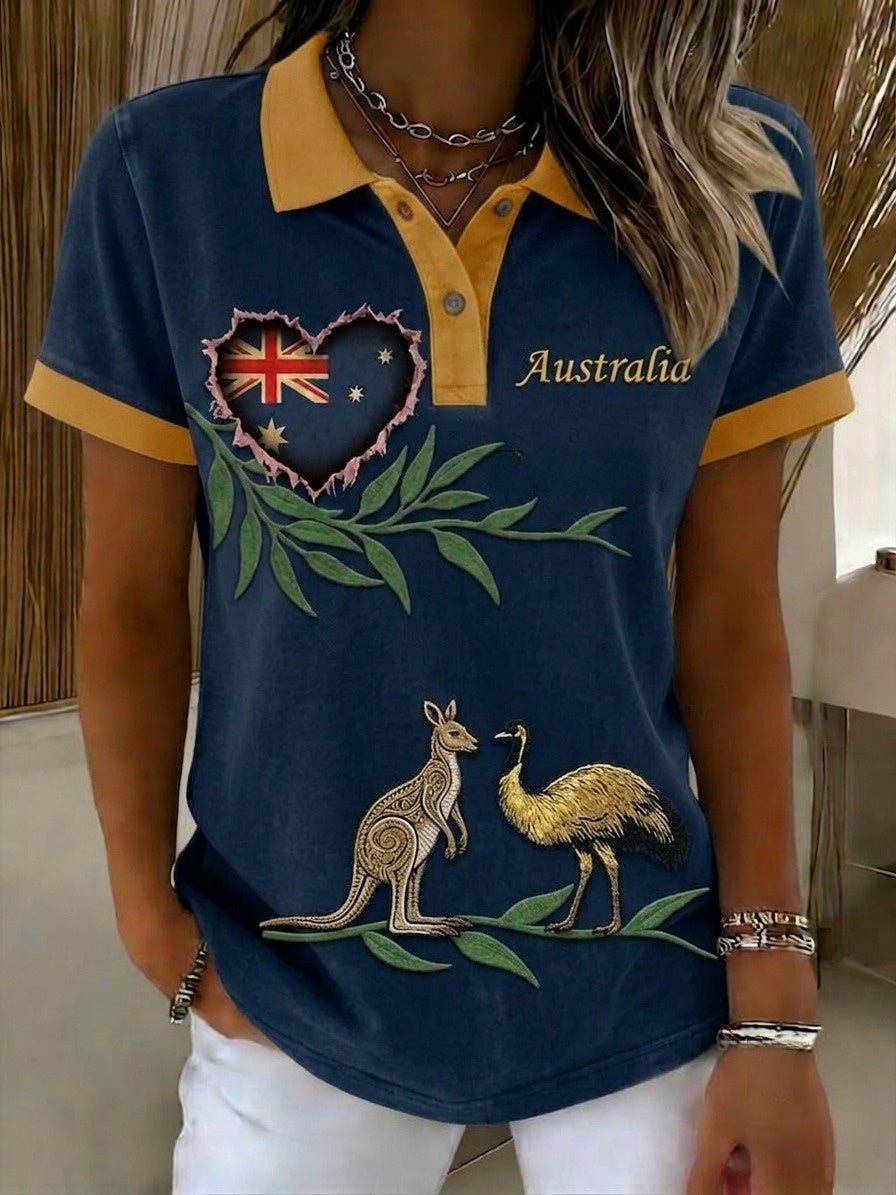 Women's Australia Pride Art Printed Polo Shirt