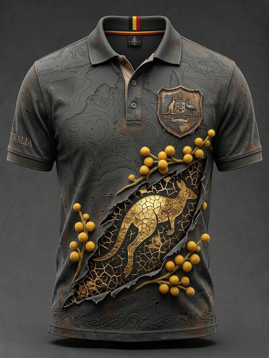 Men's Australia Pride Art Printed Polo Shirt