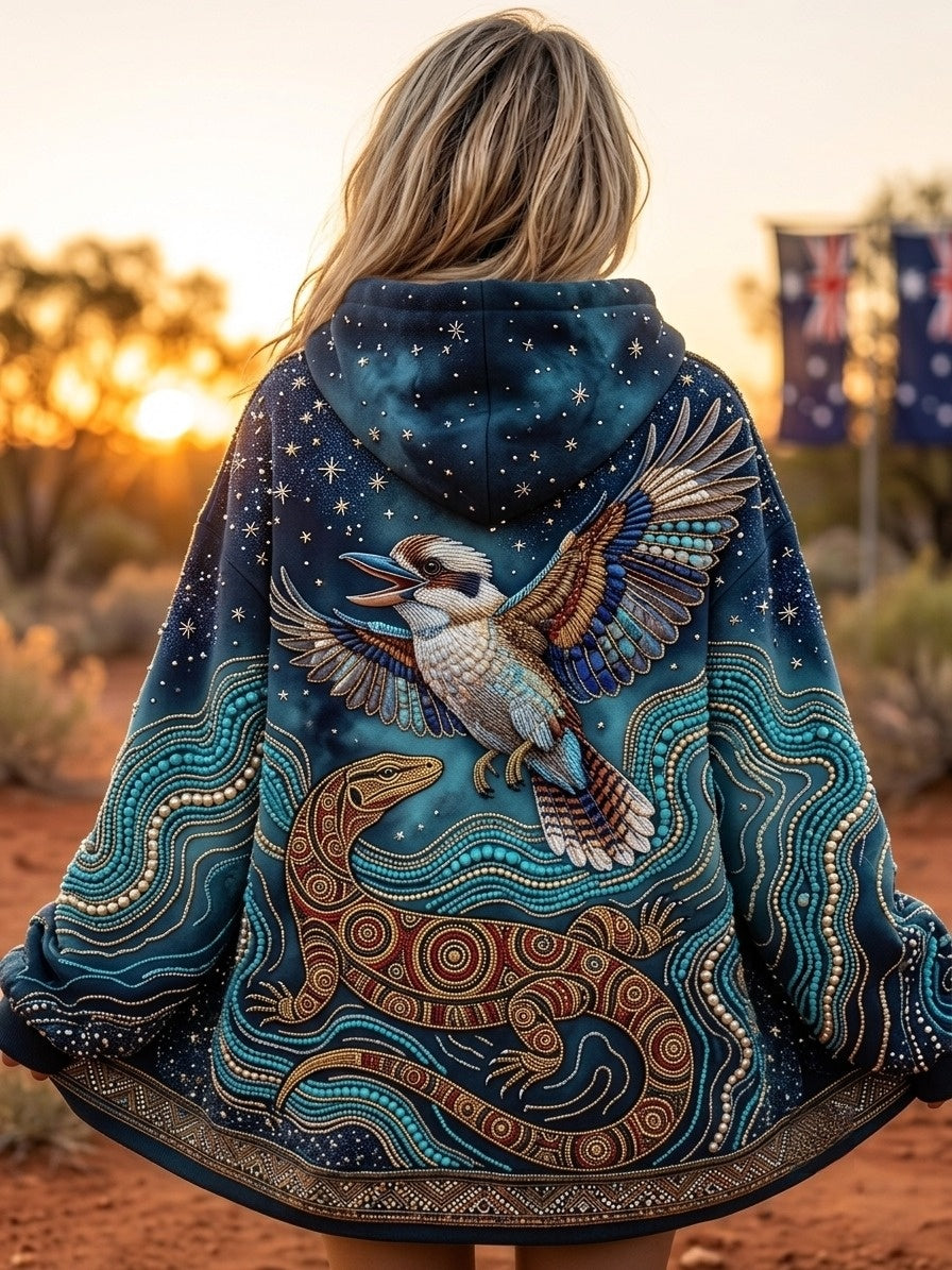Women's AU Aboriginal Art NAIDOC Week Printed Zip-Up Hoodie