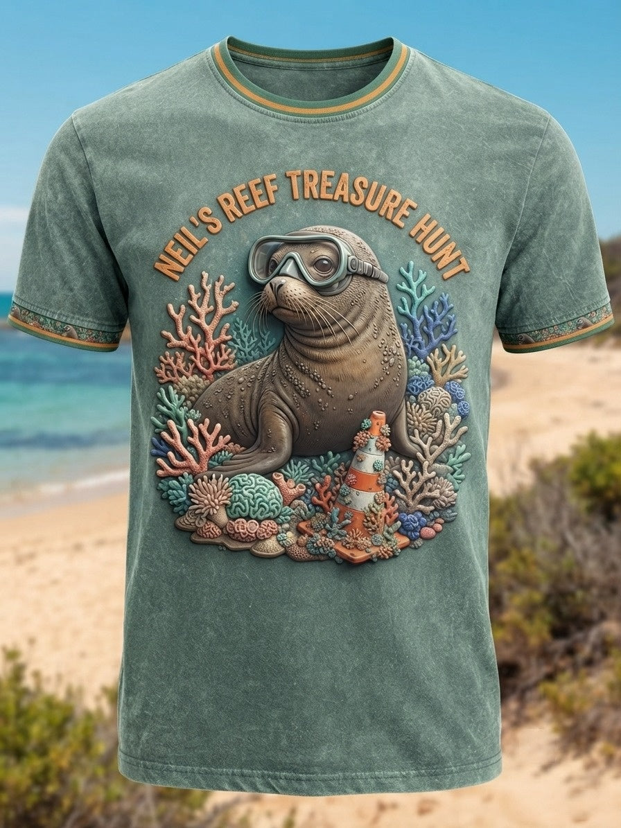Men's Funny Neil The Seal Printed T-shirt