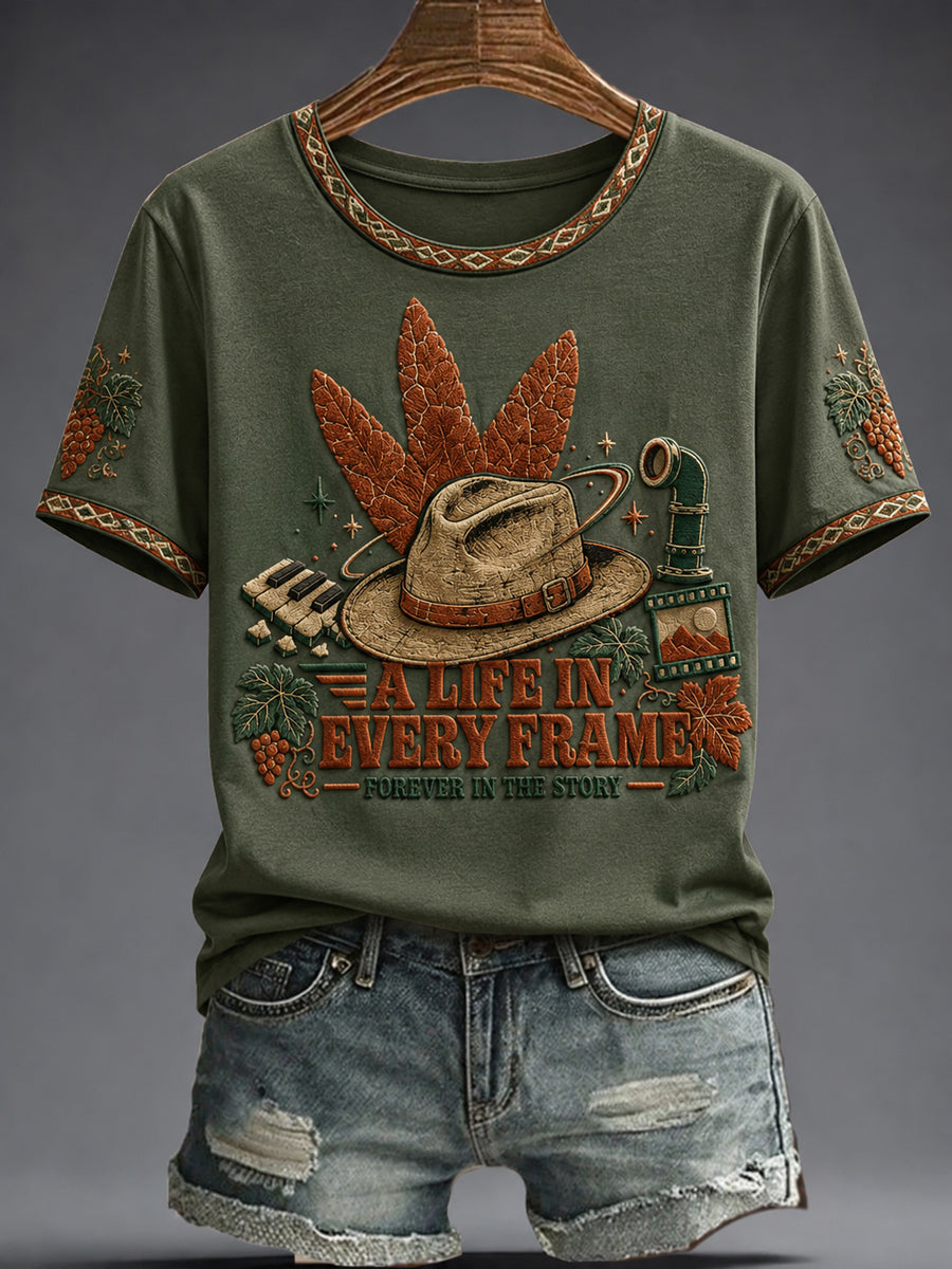 Women's A LIFE IN EVERY FRAME FOREVER IN THE STORY Printed T-shirt