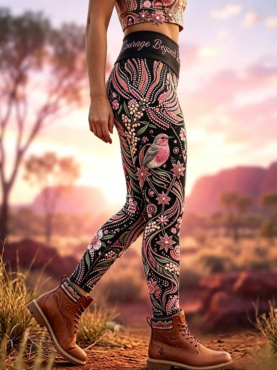 Women's Australian Breast Cancer Awareness Sports Stretch Leggings