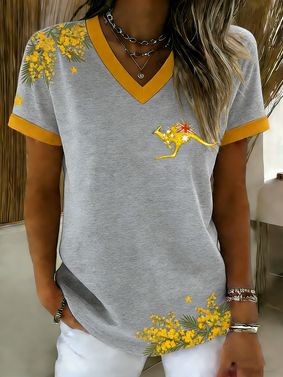 Women's Vintage Australian Holiday Casual V-neck Short sleeves T-Shirt