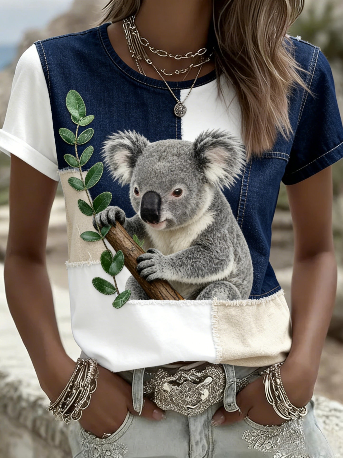 Women's Retro Australian Koala Art Short-Sleeve T-Shirt