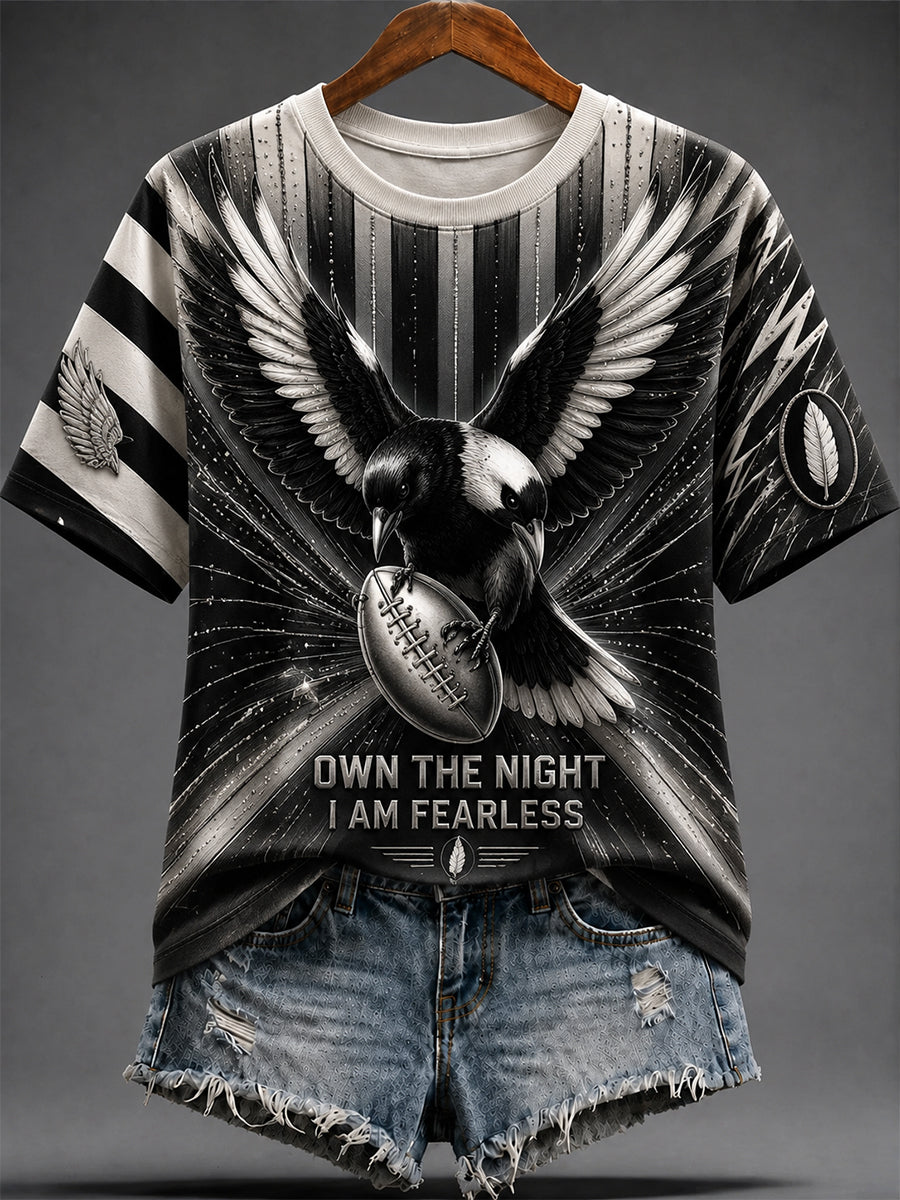 Women's Australia Magpies Footy Lover Art Printed T-shirt