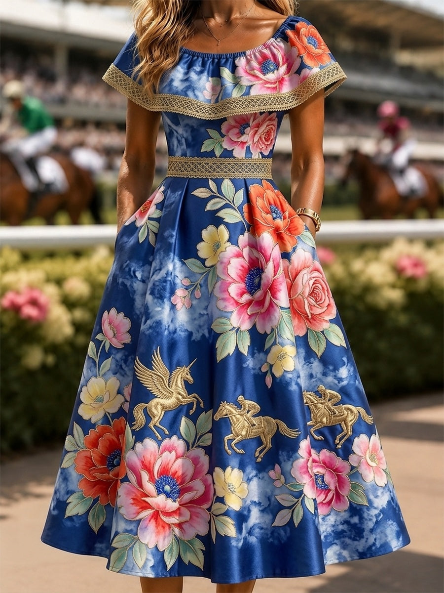 Women's Vintage Melbourne Cup Australian Horse Racing Dress