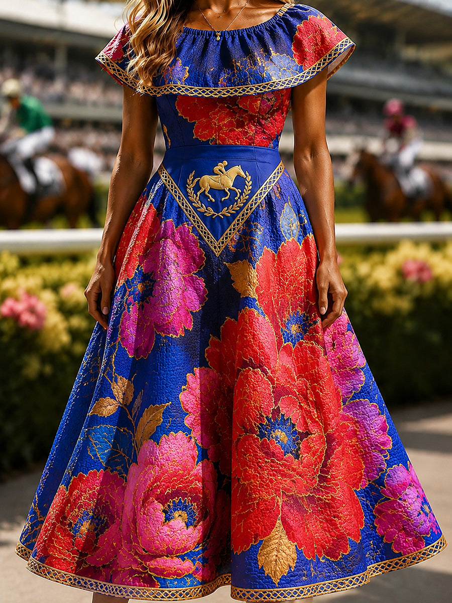 Women's Vintage Melbourne Cup Australian Horse Racing Dress