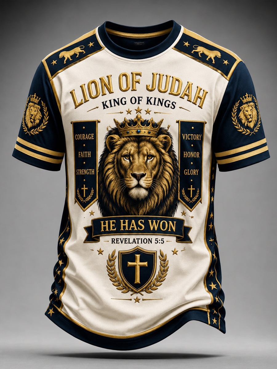 Men's Christian Lion of Judah Art Short Sleeve T-shirt