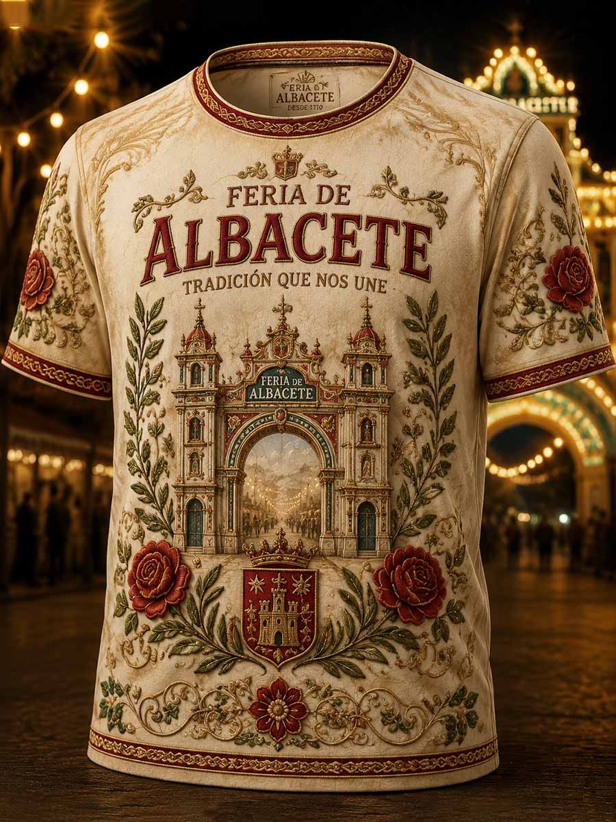 Camiseta estampada para hombre, diseño clásico de la Feria de Albacete