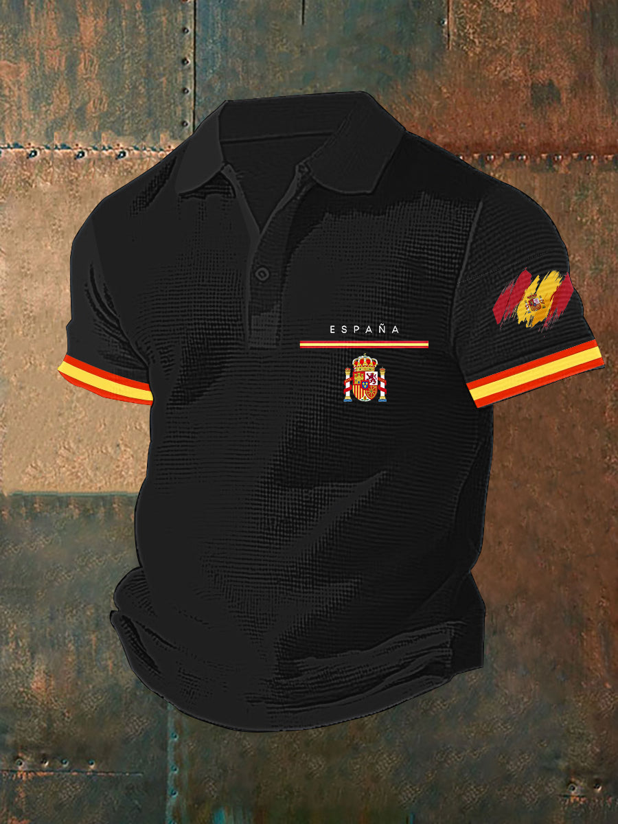 Camiseta de manga corta con estampado de la bandera de España para hombre