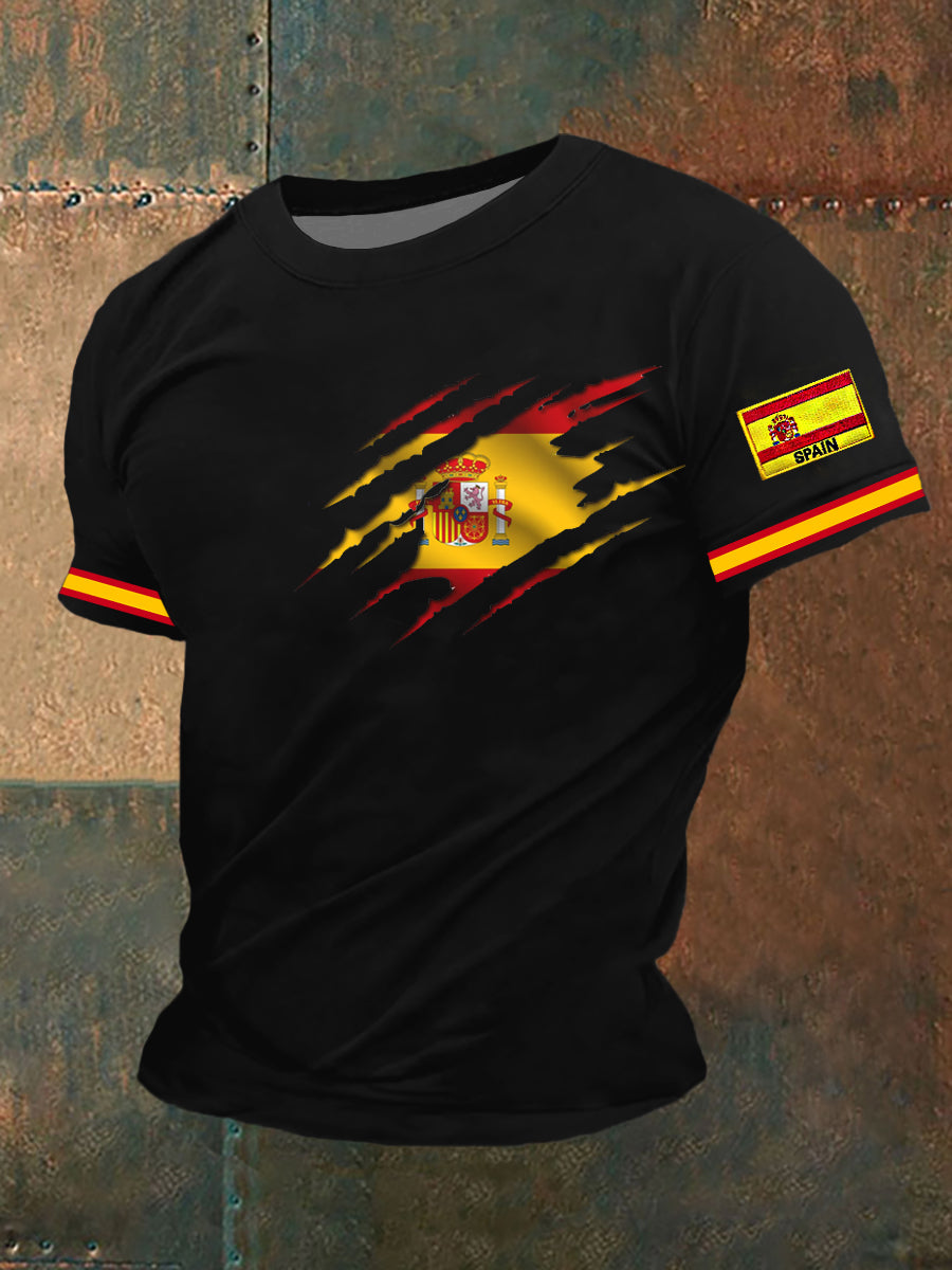 Camiseta bordada con la bandera de España para hombre