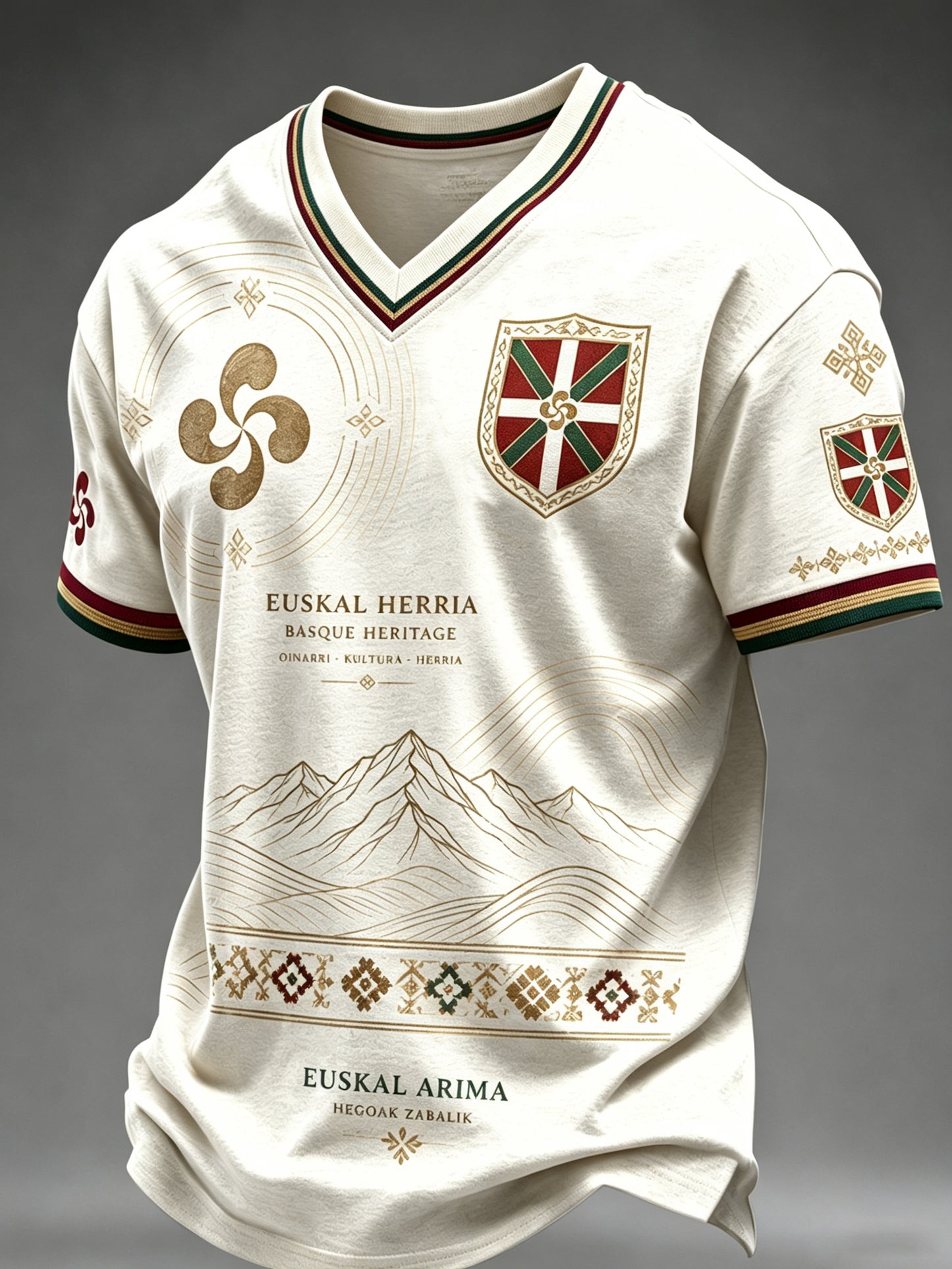 Camiseta casual con estampado artístico de inspiración cultural vasca española para hombre