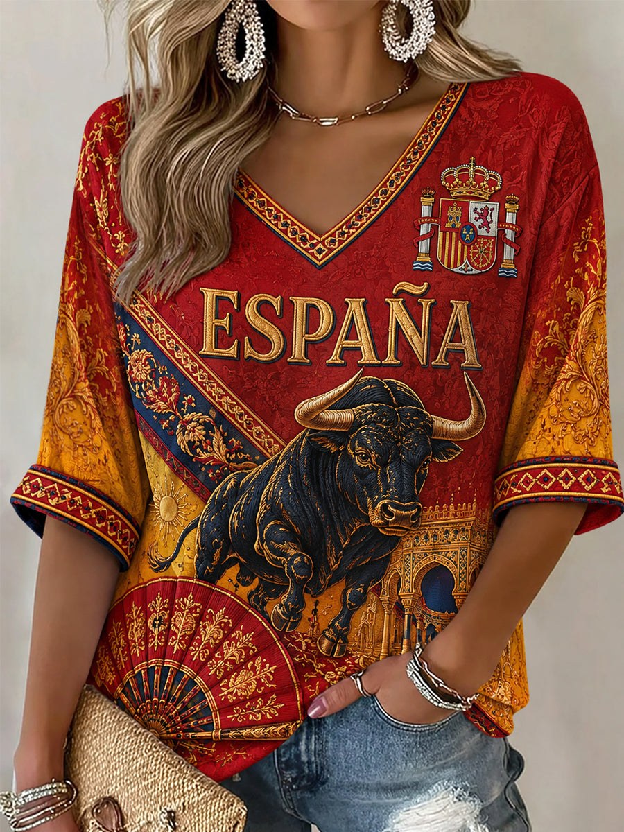 Regalo de las mujeres para los aficionados al fútbol imprimir casual media manga con cuello en V camiseta
