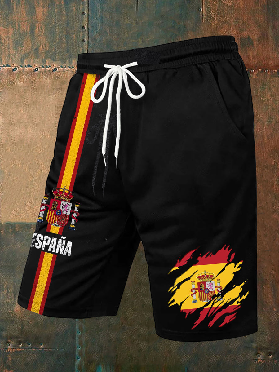 Pantalones cortos estampados con la bandera de España para hombre