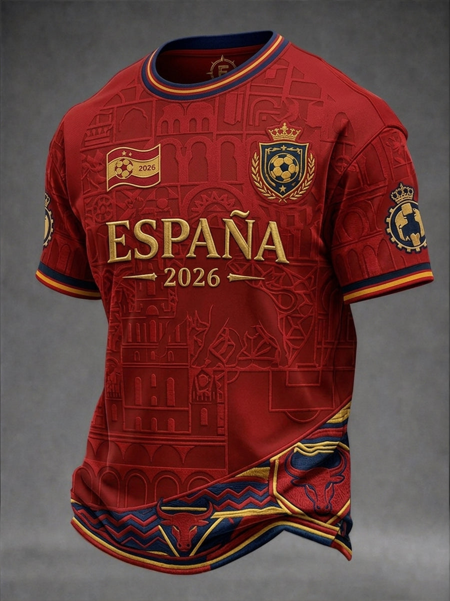 Camiseta de manga corta para hombres, amante del fútbol español