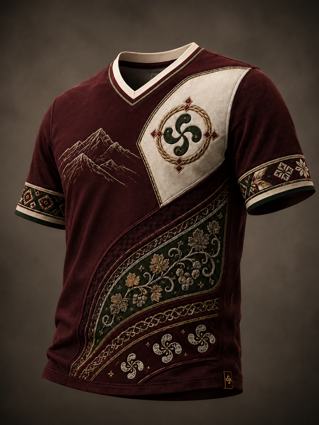 Camiseta vasca de cuello en V para hombre