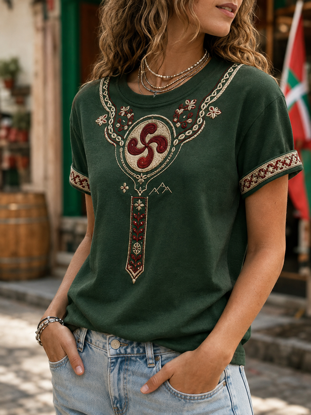 Camiseta vasca de mujer de manga corta