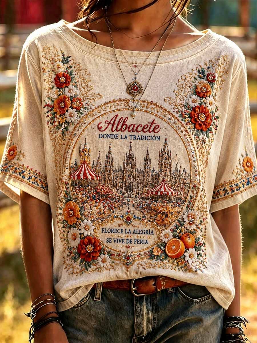 Camiseta con estampado Albacete Festival Pattern para mujer
