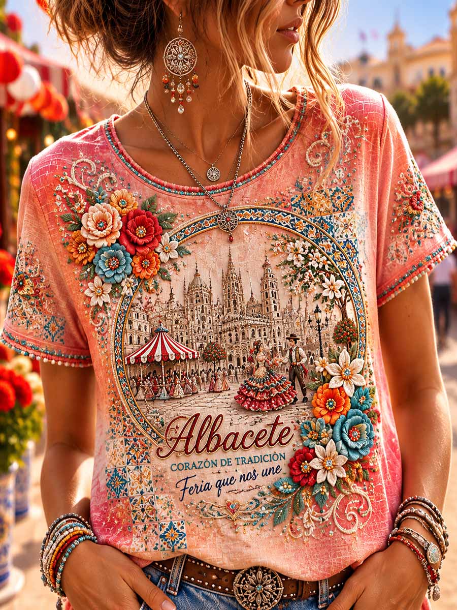 Camiseta estampada con diseño del Festival de Albacete para mujer