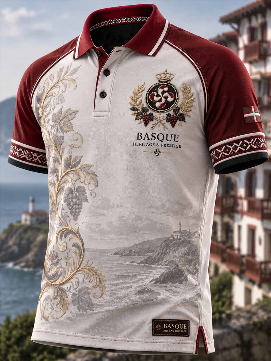 Camisa polo con estampado vasco para hombre